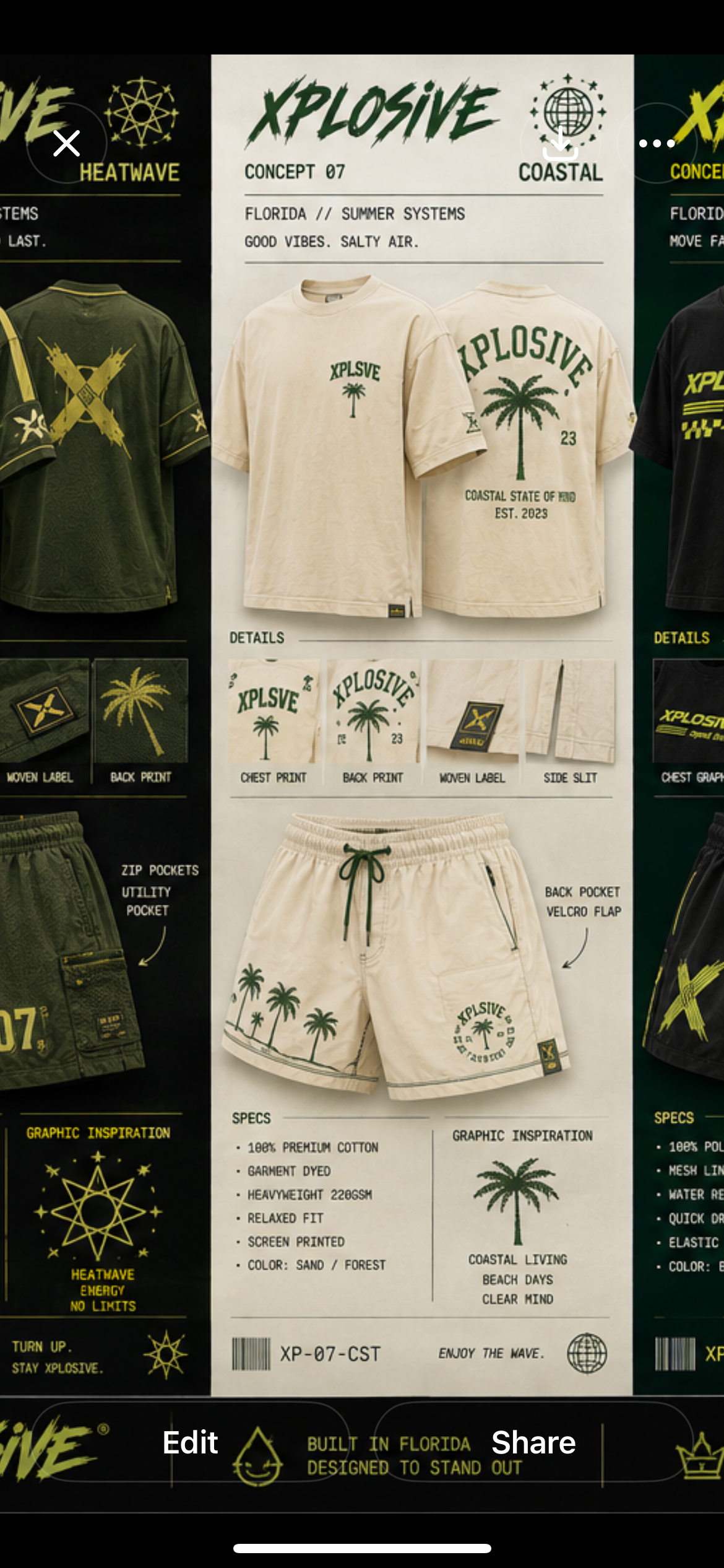 Concept 07 Coastal — Sand and Forest T-Shirt and Shorts Set