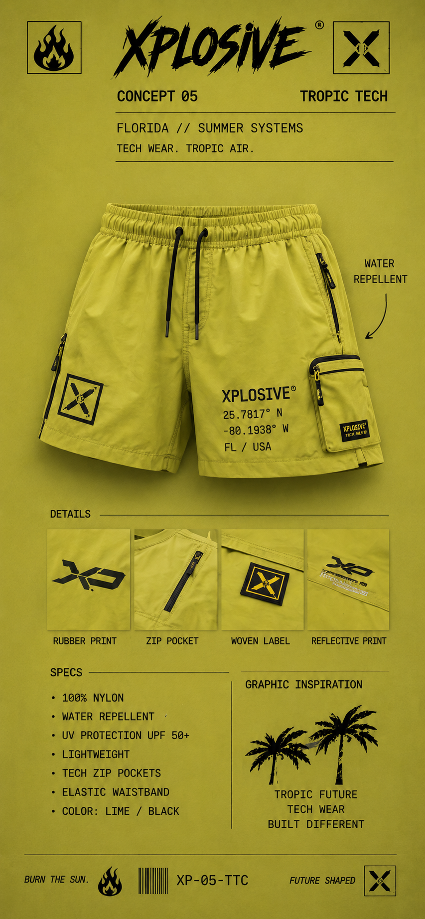 Concept 05 Tropic Tech — Lime Tech Shorts